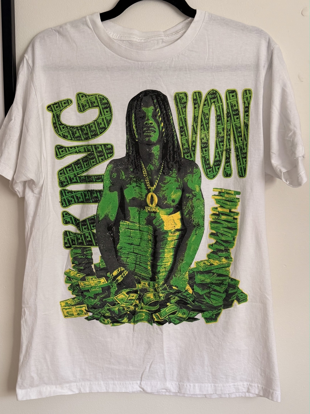 White Graphic Money Print T-Shirt - Unbranded